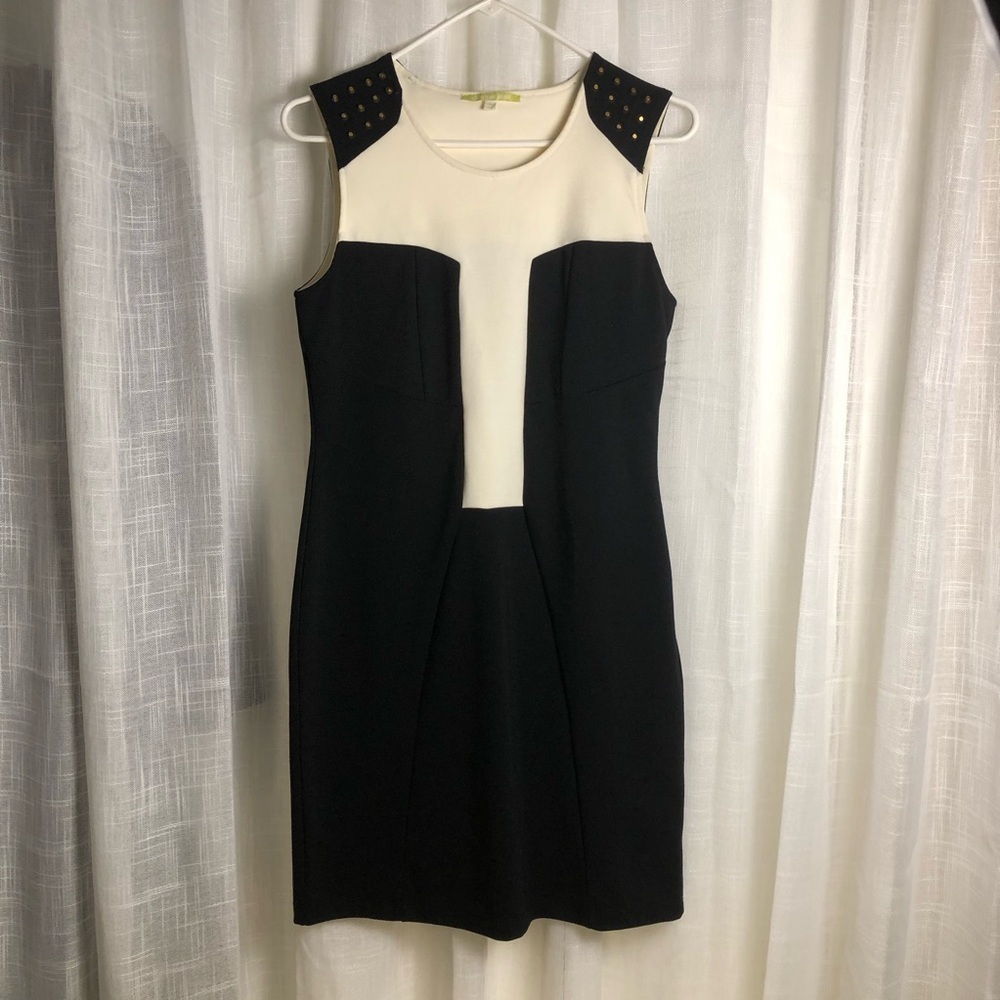 Gianni Bini Black and Cream Studded‎ Mini Dress